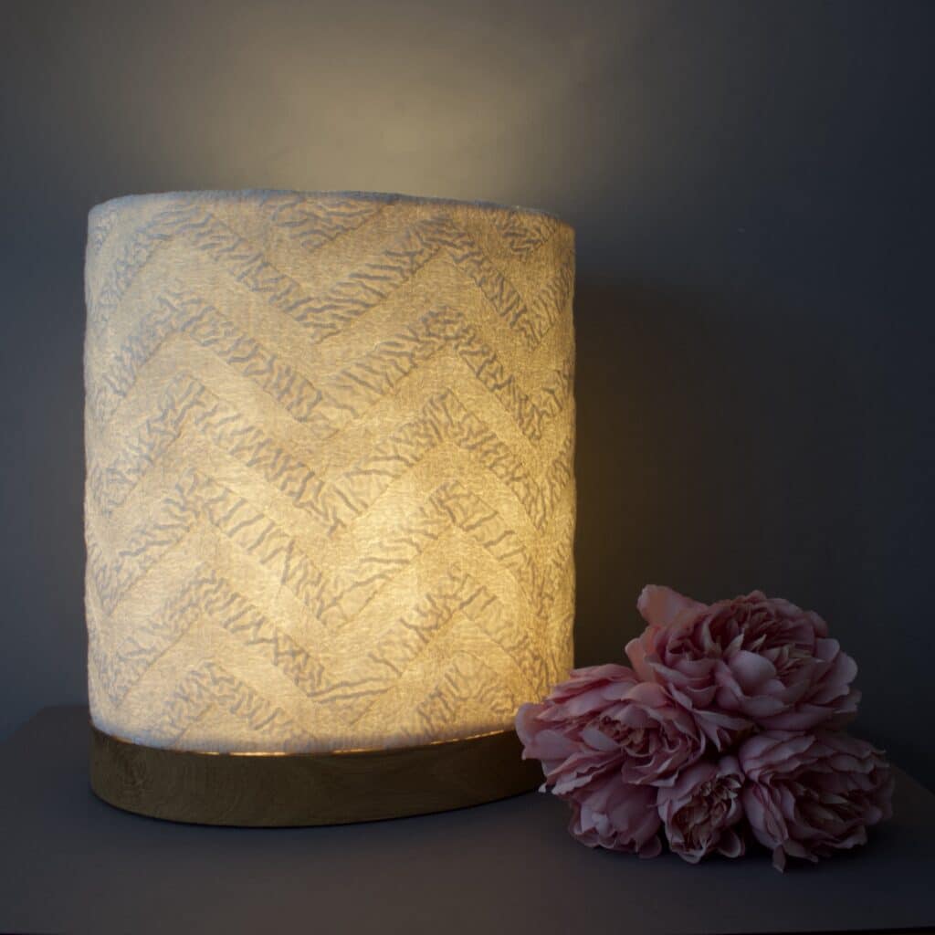 Zigguart Devore Felted Velvet lampshade and Oak base